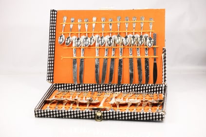 Silver Plate Flatware Set in Box - See Pictures For Item Count