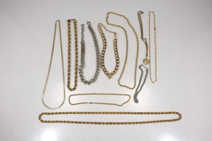 10 Assorted Costume Jewelry Heavy Chains - Variety - See Pictures