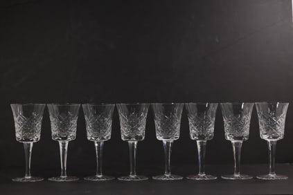 Set 8 Vintage Astral Fine Crystal Glass Wine Stemware Goblets with Original Label