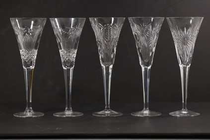Set 5 Fluted Champagne Millennium Series by Waterford Crystal