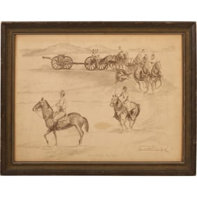 Brenda Timmons Steel, Western American Pencil Drawing "Field Artillery"