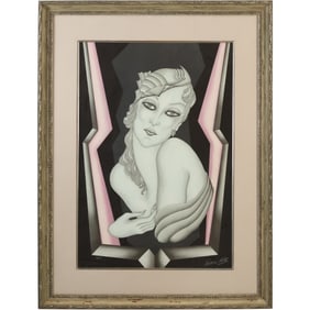 Gustave Kaitz [1913-1992 American], Gatsby Girl, Artist Proof, Framed
