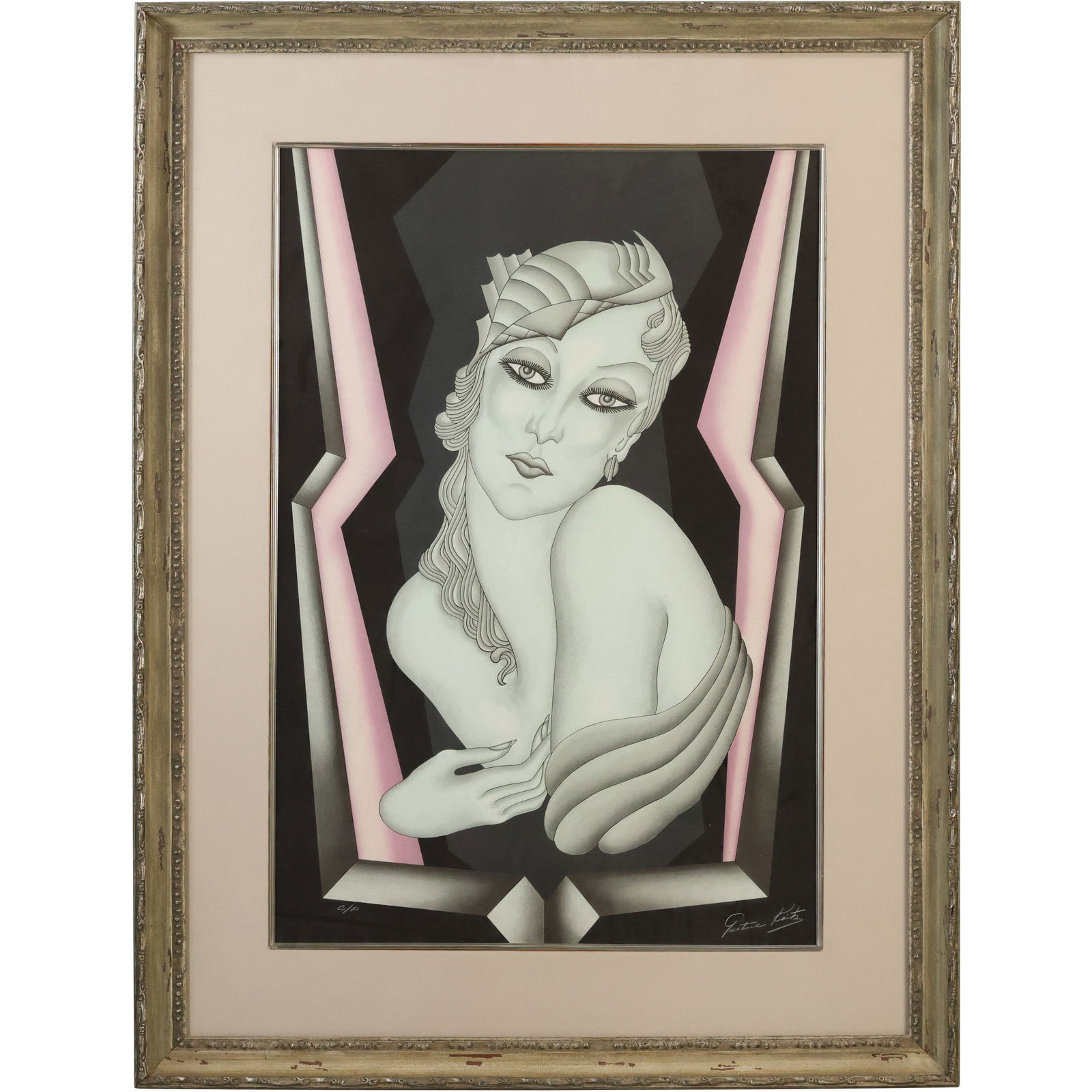 Gustave Kaitz [1913-1992 American], Gatsby Girl, Artist Proof, Framed (1 of 16)