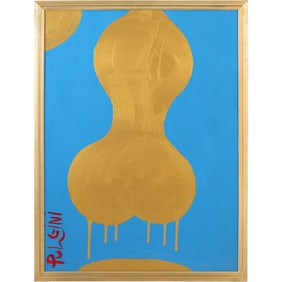 Thomas Pulgini, American, Pop-Art Abstract Oil on Board Painting, GOLDEN TORSO, Signed