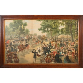 After Frank Walton COACHING CLUB IN HYDE PARK, circa1880 chromolithograph, Framed