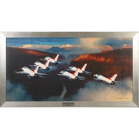 Framed print of the painting "Thunder in the Canyon" by William S. Phillips.