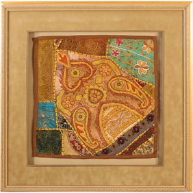 Framed Decorative Paisley Tapestry Fabric Panel 18 in. x 18 in.