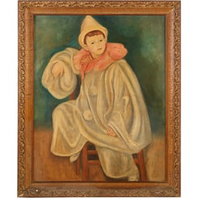 Copy Oil painting titled "The White Pierrot" by Pierre-Auguste Renoir.