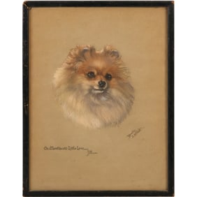 Dorothy S Hallett (fl.1913 - 30) United Kingdom,  portrait of a Pomeranian dog, Original Painting