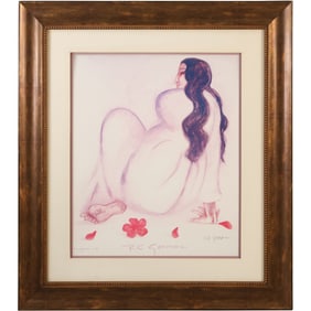 framed artwork by R.C. Gorman, a renowned Diné (Navajo) artist (1931-2005) Navajo Woman