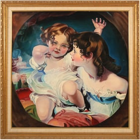20th C. Copy Painting Oil on Canvas "The Calmady Children," attributed to Sir Thomas Lawrence