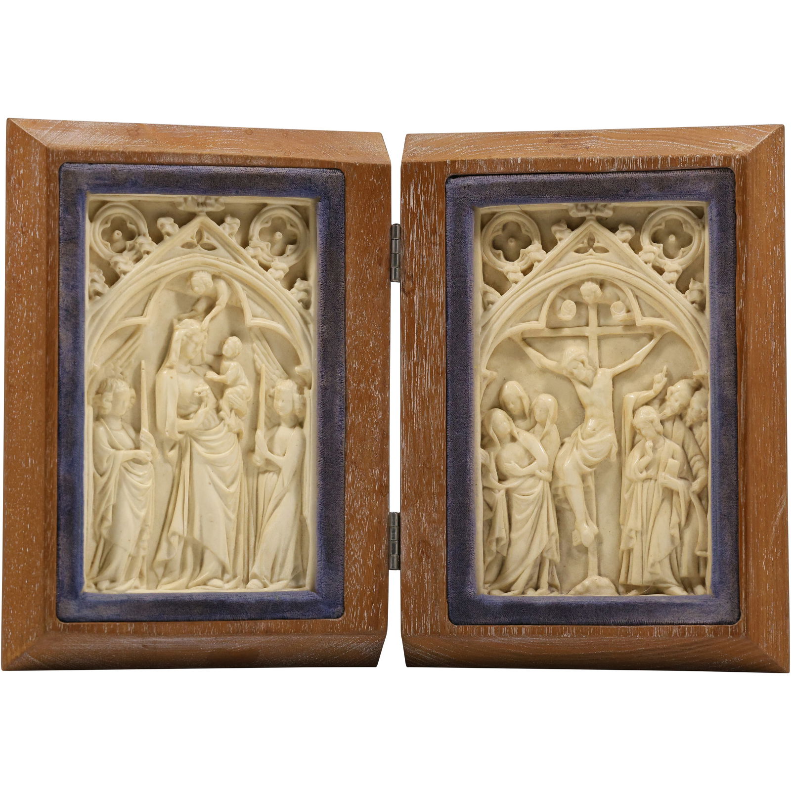 2 museum reproduction of a 14th Century French ivory diptych, featuring the Virgin and Child on one (1 of 15)