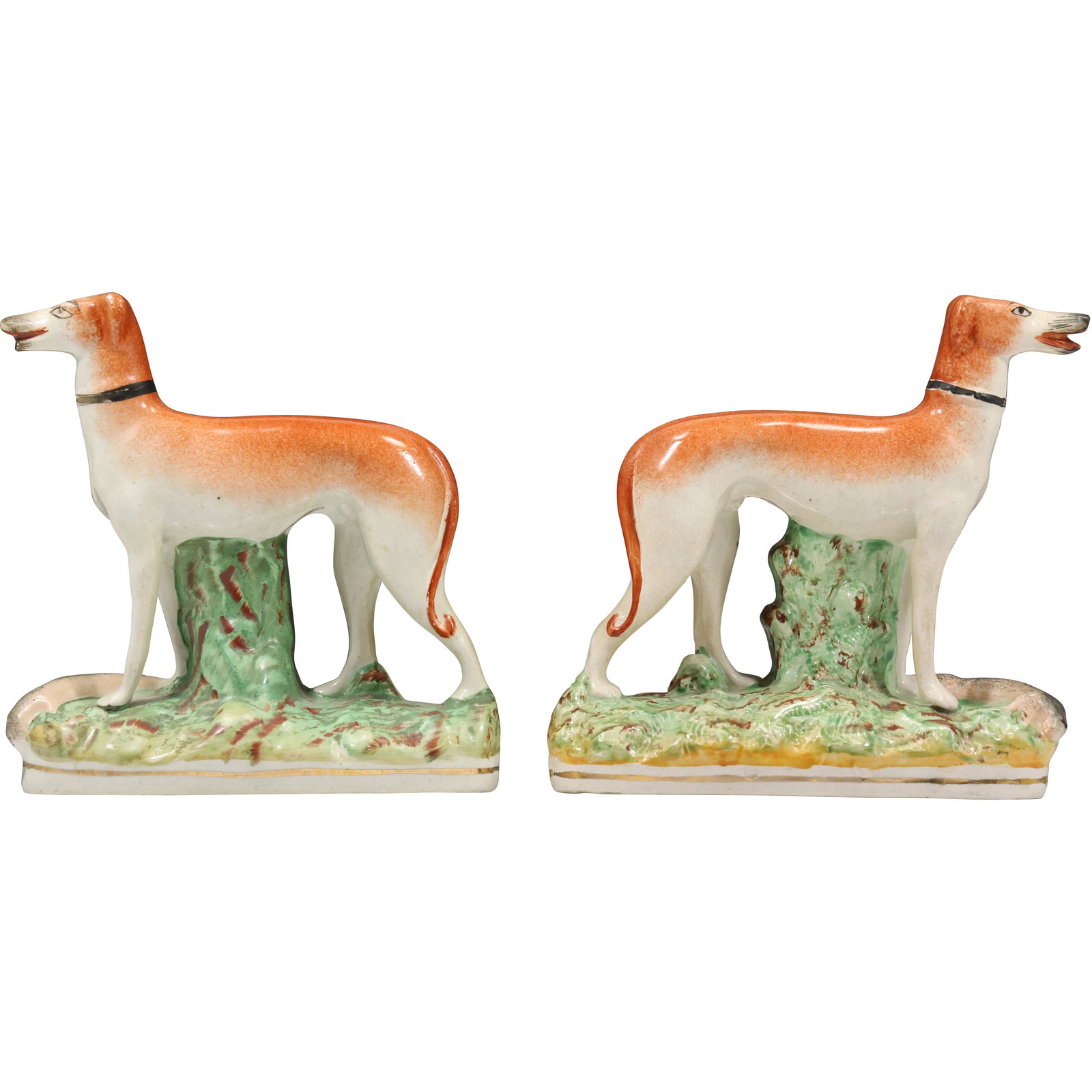 pair of Staffordshire Whippet Porcelain Figurines. 7 in. height x 7 in. length (1 of 14)