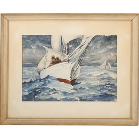 Bob Blake  watercolor painting titled "Diamond Shoal" after Winslow Homer