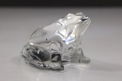 Baccarat France Crystal Frog Figurine,, 2.75 in. height x 4.25 in. length