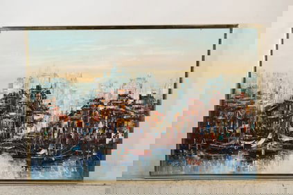 Mid-Century Modern painting on canvas, specifically a "KLINE Mid Century Modern Painting on Canvas"