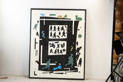 vintage postmodern serigraph by artist Bill Schiffer, likely from the 1980s.  Artist: Bill Schiffer,