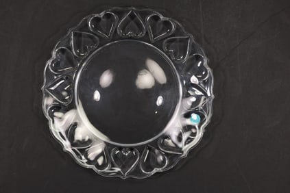 Vintage Tiffany & Co. Crystal Hearts Plate. 8.5 in. diameter