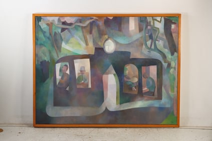 Signed T Werner, Vintage Oil on Canvas Painting Abstract Modernism , Framed