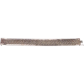36.8 Grams .925 Sterling Silver Italy Milor Wide Mesh Braided 1980s Diamond Cut Bracelet