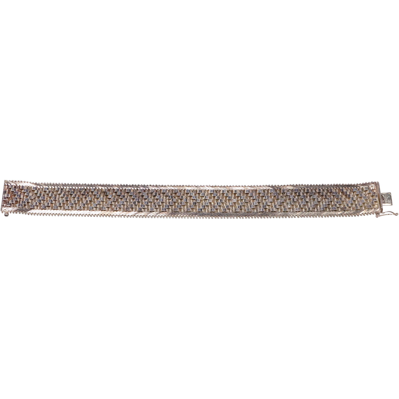 36.8 Grams .925 Sterling Silver Italy Milor Wide Mesh Braided 1980s Diamond Cut Bracelet (1 of 12)