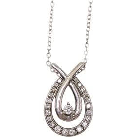 .925 Sterling Silver Diamond Pendant on .925 Sterling 18 in. Chain; 22 Graduating Diamonds