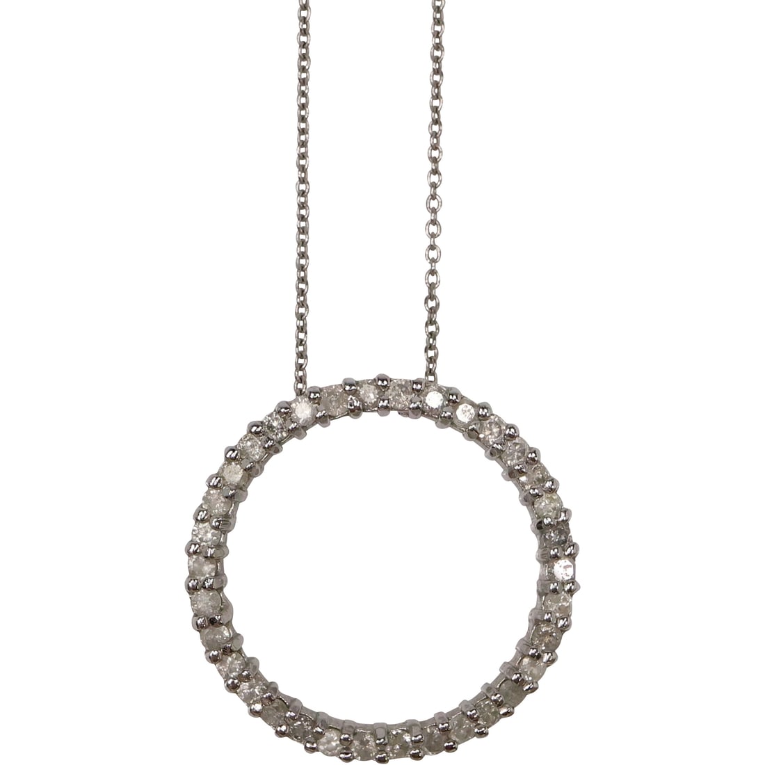 .925 Sterling Italy 18 in. Chain with .925 Sterling Round Diamond Pendant Having 35 Diamonds (1 of 9)