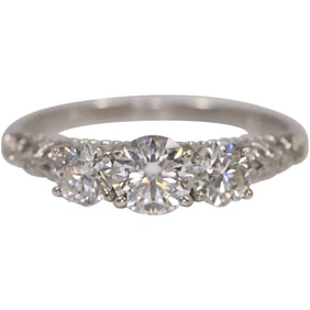 .925 Sterling 3-Center Diamonds with 4 Small Diamonds on Sides Ring Size 8, 3/4 in. x 1/4 in.