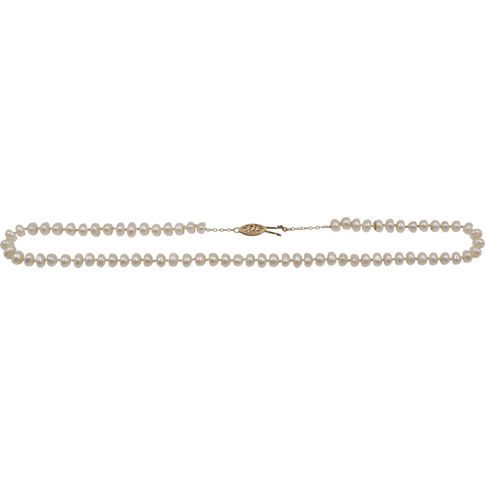 14K Gold Freshwater Cutured Pearls Necklace 17 in. x 1/4 in.: 14K Gold Freshwater Cutured Pearls Necklace 17 in. x 1/4 in.