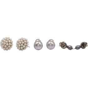 .925 Sterling Freshwater Cultured Pearl Earrings 1/2 in. dia.; .925 Sterling Freshwater Cultured