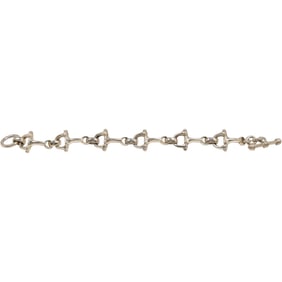 43 Grams .925 Sterling Silver Horse Shoe Links Bracelet with Toggle, 8 in. x 3/4 in.