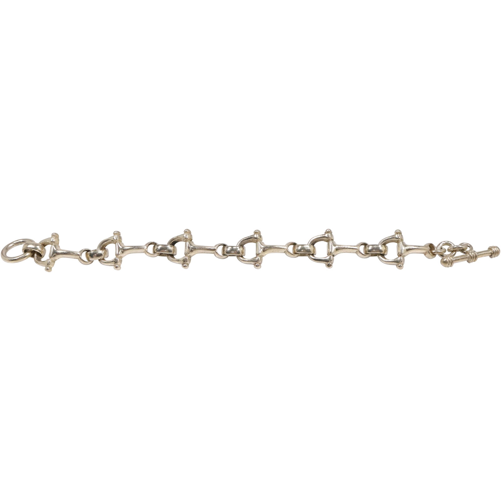 43 Grams .925 Sterling Silver Horse Shoe Links Bracelet with Toggle, 8 in. x 3/4 in.: 43 Grams .925 Sterling Silver Horse Shoe Links Bracelet with Toggle, 8 in. x 3/4 in.