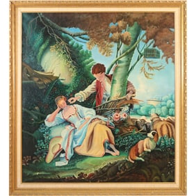 After F Boucher, Oil on Canvas Painting, "Interupted Sleep", by G Gierke