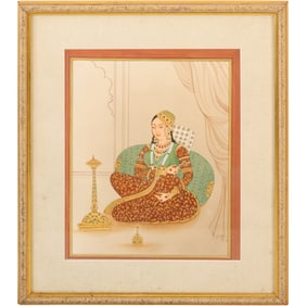 Mughal Empress or Noblewoman India Mixed Media Framed Artwork