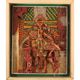 Signed Paul Kahn, Framed Abstract Art Mixed Media Wall Sculpture (3D Composition)