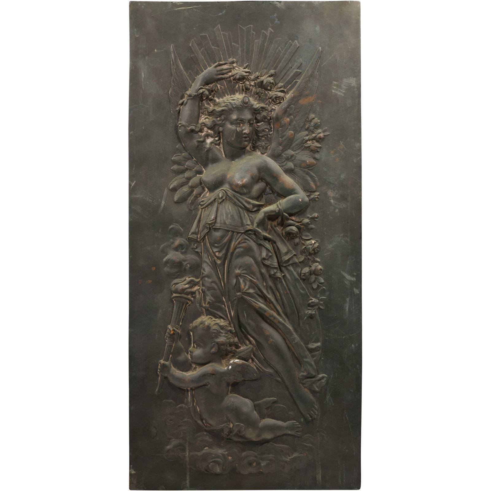 Bronze Relief Plaque "The Annunciation by the Italian Renaissance" after Alessandro Vittoria: Bronze Relief Plaque "The Annunciation by the Italian Renaissance" after Alessandro Vittoria; size: 9 x 19.5