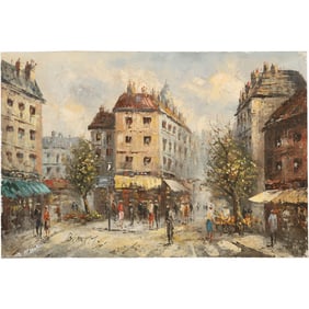 Caroline C. Burnett (1877 - 1950), Oil on Canvas Painting, Paris Street Scene, Signed