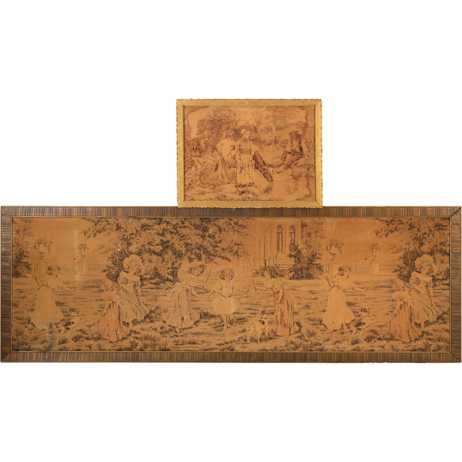 2 Vintage Framed Tapestries, Large and Small Sizes; French Genre Scenes (1 of 15)