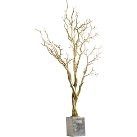 45 inches Height Gold Gilt Finish "Tree" Sculpture Mounted on a Block Base