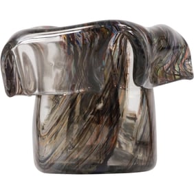 Unique Art Glass Vase with Fold-Over Top Rim 3.5 incnes heighty x 4 inches wide