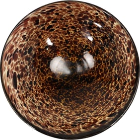 Tortoise-shell patterned art glass bowl 8.5 inches diameter