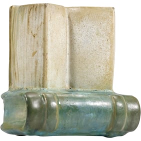 Fulper Pottery bookend open book on top of a closed book