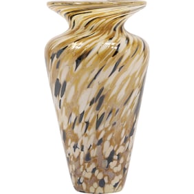 Artist Signed Studio Art Glass Vase in Swirl Pattern 6 inches height