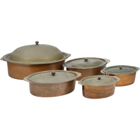 5 Piece LEGION UTENSILS COPPER POT SET,WITH COVERS, Nesting, Graduated Sizes
