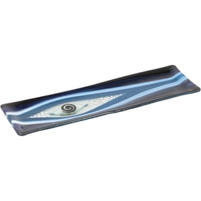 Mid-Century Modern Handmade, Fused Glass Rectangular Serving Tray or Platter. 16.5 in. length