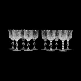 Set 10 Fine Cut Etched Glass Wine Stemware - Nice Quality