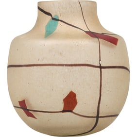 Cuzco Glass Vase by Cyan Design, red and green accents and a dark cross-hatched grid