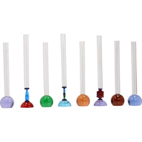 8 Assorted Vintage "one flower vases" designed by Milan Metelák for the Harrachov glassworks.