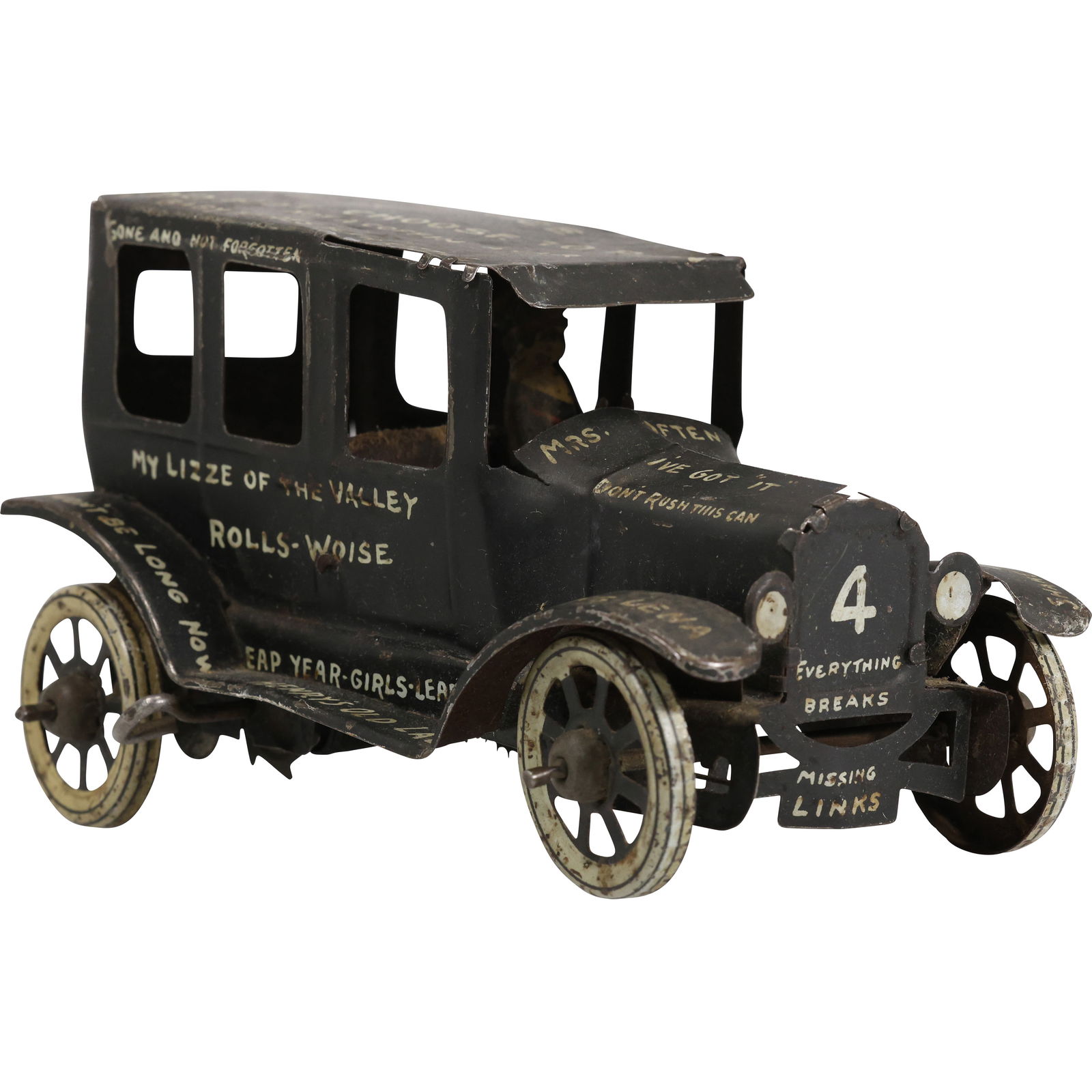 Vintage Marx "Old Jalopy" or "Limping Lizzie" tin wind-up toy car in Original Paint Finish (1 of 9)