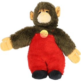 vintage Steiff chimpanzee plush toy, "Soft Chimpanzee" 12 inches length x 13 in. wide